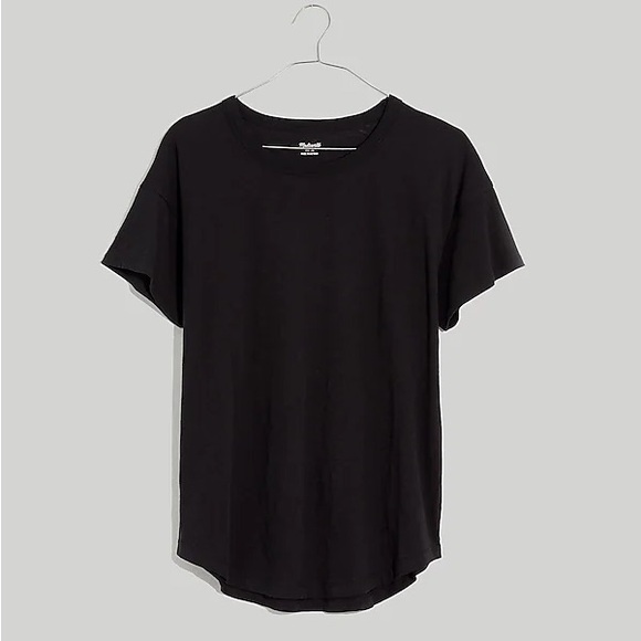 NEW Madewell Whisper Crew Neck Tee in True Black Size XS Shortsleeved T-Shirt - Picture 9 of 9
